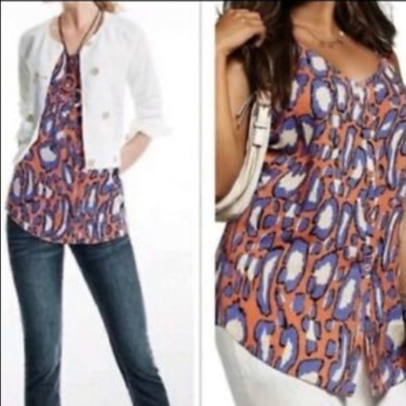 CABI Women’s Orange Purple ISLA Cami Animal Leopard Print Tank Top - Picture 1 of 6